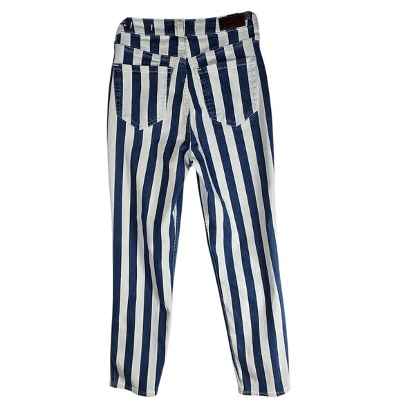Hollister Jeans Womens 0R Blue White Striped Ultra High-Rise Mom Stretch W24 L27 - Picture 8 of 11